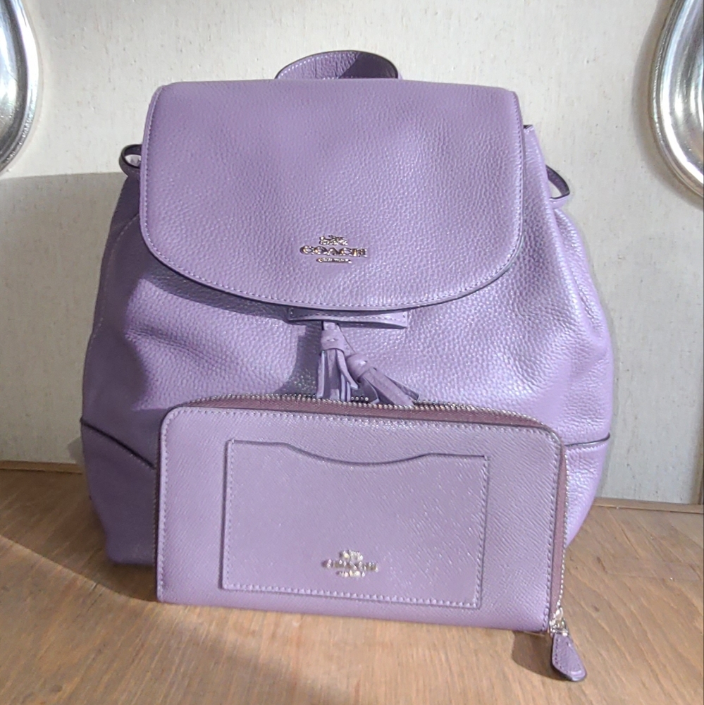 Coach Purple Backpack and Wallet Set